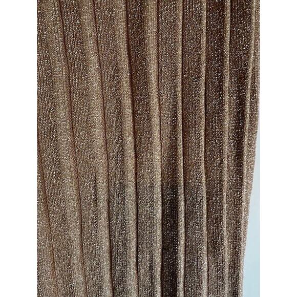 NWT Tahari Gold Metallic Pleated Midi Skirt Size S - Picture 3 of 9